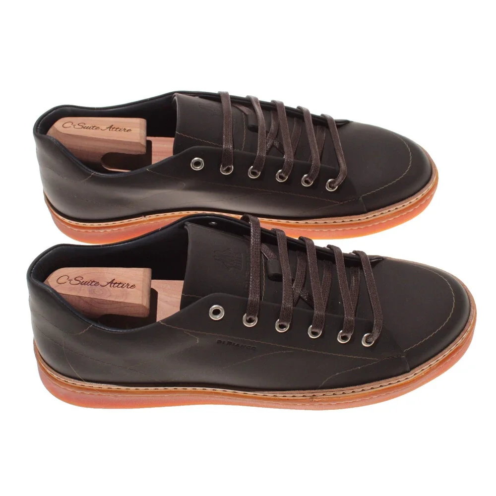 Di Bianco NWB Lace Up Sneakers Size 10 US in Dark Brown Made in Italy